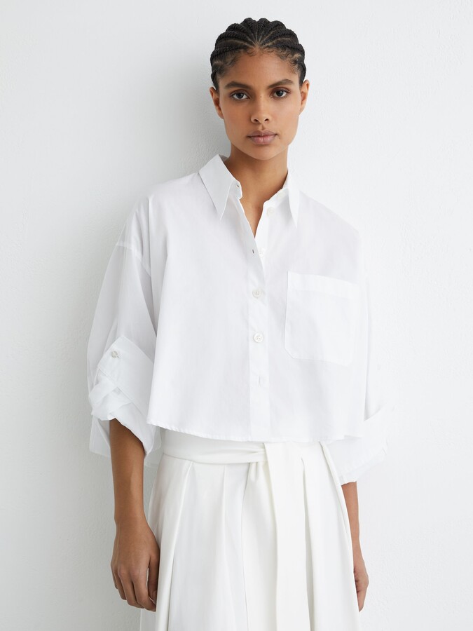 Reiss Cotton Cropped Long-sleeve Shirts