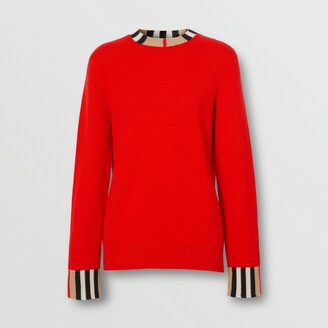 Burberry Icon Stripe Trim Cashmere Sweater