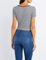Thumbnail for your product : Charlotte Russe Striped Ringer Knotted Tee