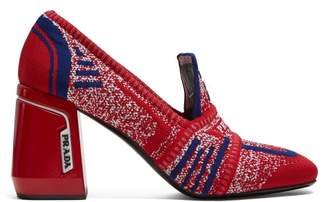 Prada Block-heel Logo-jacquard Loafers - Womens - Red