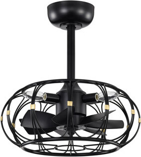 Eoin Caged Lighted Ceiling Fan Fandelier 7-Blade Remote Control