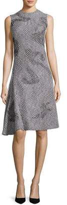 Creatures of the Wind Optic Jacquard Embellished A-Line Dress, Black/White