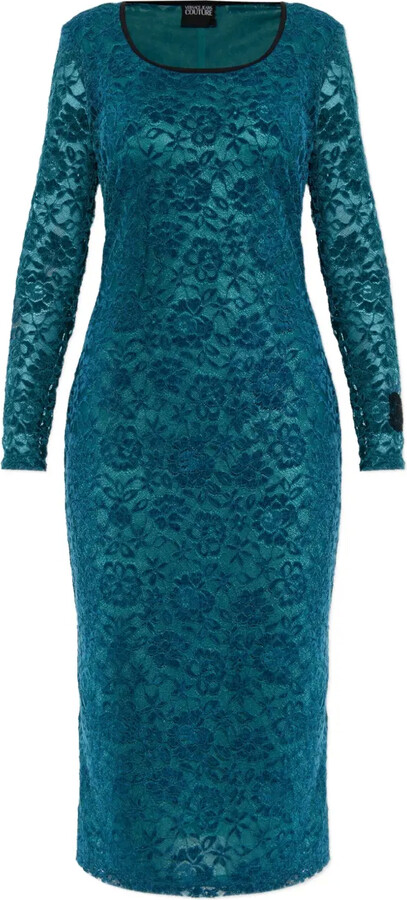 Versace Jeans Couture Lace Long-Sleeve Midi Dress