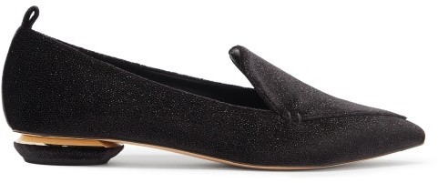 black glitter loafers