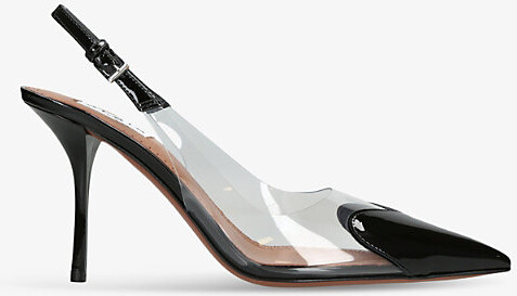 Azzedine Alaia Womens Black Cœur 90 Patent-Leather Heeled Slingbacks Eur 39.5 / 6.5 Uk Women