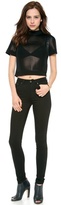 Thumbnail for your product : Halston Short Sleeve Cropped Mesh Top