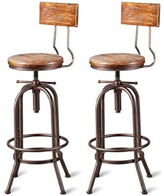 Counter Height Bar Stools Adjustable Seat Height 360 Degree Swivel Seat Barstools Set of 2 for Home Bar FurnitureR 26-29 INCH Bar Stools Set of 2 Oak