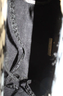 Saks Fifth Avenue Silver Black Small Box Clutch Handbag