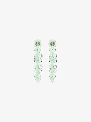 Simone Rocha Green Crystal Flower Drop Earrings