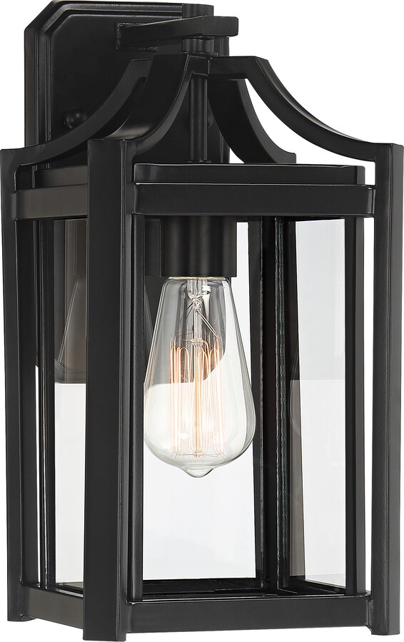 Franklin Iron Works Rockford 12 1/2" High Black Outdoor Wall Light