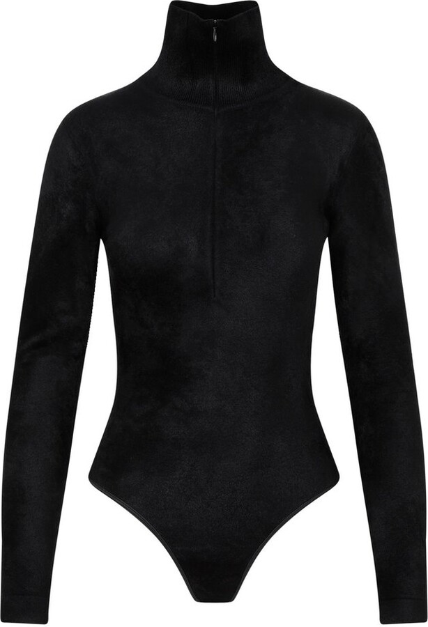 Alaïa High-Neck Velvet Bodysuit