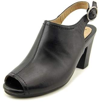 Earth Origins Sydney Women Peep-toe Leather Black Slingback Heel.