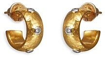 Gurhan 24K Yellow Gold Hoopla Diamond Huggie Hoop Earrings