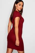 Thumbnail for your product : boohoo Ribbed Cap Sleeved Bodycon Dress