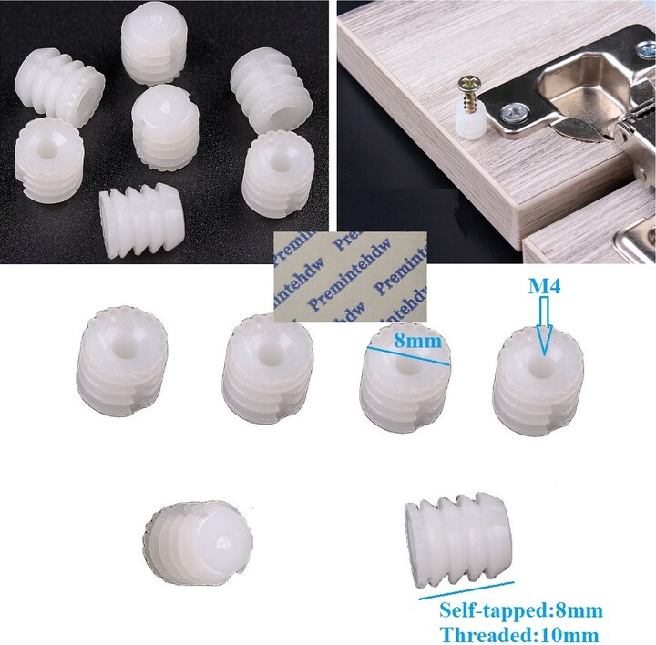 Premintehdw 1000Pcs Nylon M4 E Nut Embeded Anchor Furniture Cupboard Cabinet Hinge Hammer Knock In Pre-inserted Self Tapped