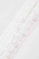Thumbnail for your product : Alice + Olivia Alice Olivia - Claudette Ruffle-trimmed Cold-shoulder Stretch-silk Blouse - Ivory