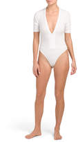 Thumbnail for your product : Juniors Deep V Ribbed Bodysuit