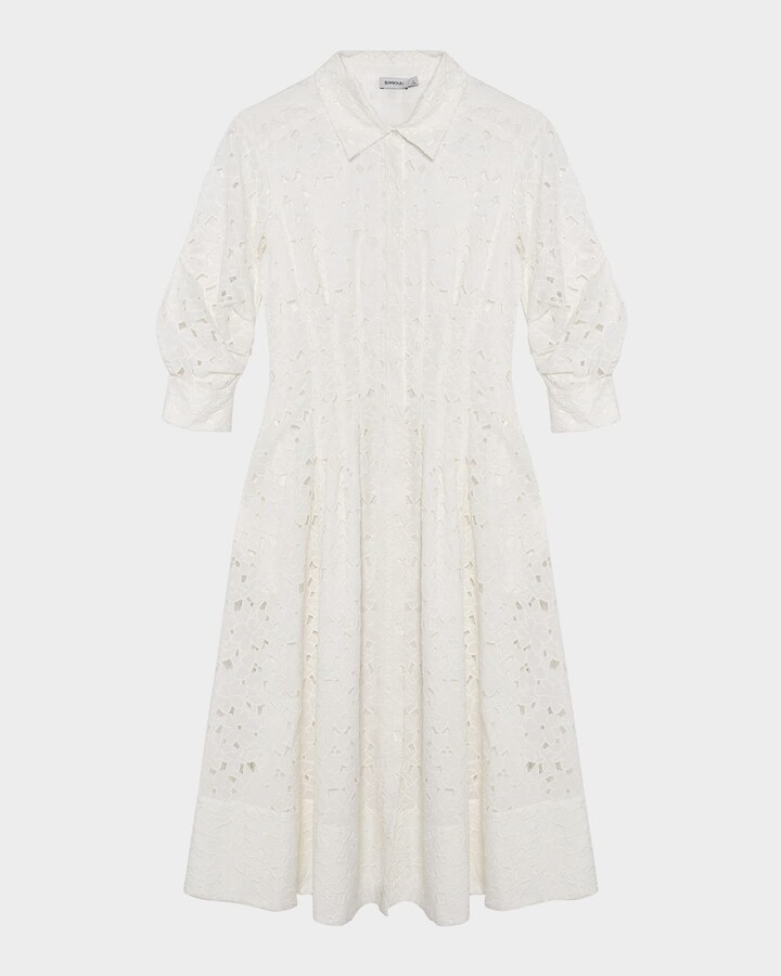 SIMKHAI Jazz Embroidered Midi Shirtdress