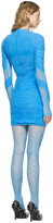 Thumbnail for your product : Marine Serre Blue Mesh Hydrodynamic Ruched Mini Dress