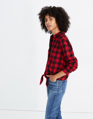 Madewell Flannel Tie-Front Shirt in Buffalo Check