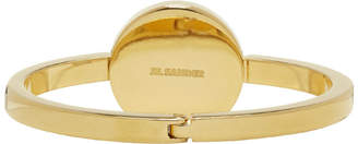 Jil Sander Gold and Black Leather Circle Bracelet
