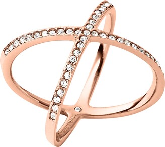 Michael Kors Pave X Rose Gold Ring Size 9 - ShopStyle