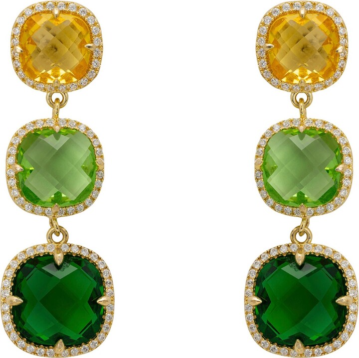 Latelita Green / White / Yellow Knightsbridge Earrings Gold Green Citrus