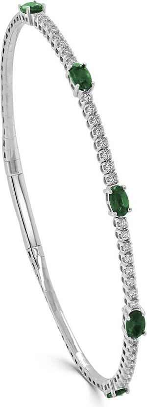 Sabrina Designs 14K 1.53 ct. tw. Diamond & Emerald Station Bangle Bracelet