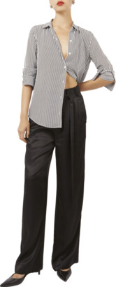 Equipment Essential Button-Front Striped Silk Shirt