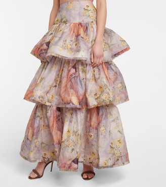 Zimmermann Botanica linen and silk maxi skirt