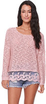 Thumbnail for your product : LA Hearts Lace Hem Slub Pullover Sweater