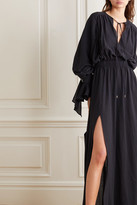 Thumbnail for your product : Balmain Belted Cotton-gauze Gown - Black