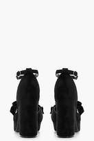 Thumbnail for your product : boohoo Womens Lucie Wide Fit Frill Cross Strap Platform Heels in Black size 7