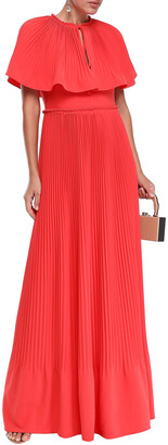 Lela Rose Cape-effect Pleated Crepe Gown
