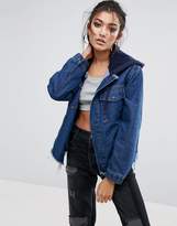 Thumbnail for your product : ASOS DESIGN Denim Hooded Jacket With Raw Edges