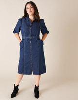 Thumbnail for your product : Monsoon Belted Denim Midi Dress in Organic Cotton Blue