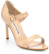 Thumbnail for your product : Manolo Blahnik Nellang Patent Leather Mary Jane Sandals