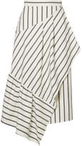 Tibi - Lucci Wrap-effect Striped Twill Midi Skirt - White