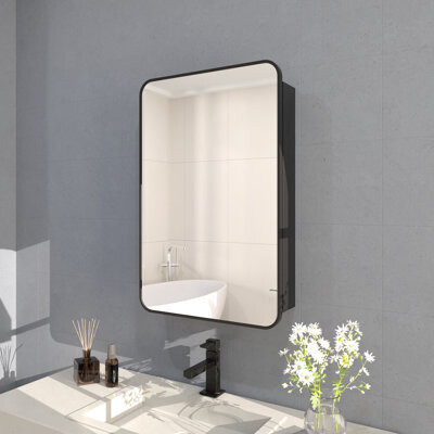 Haddington Rectangular Framed Recessed/Surface Mount Medicine Cabinet With Mirror In