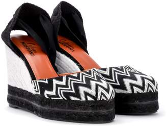 Castaner By Missoni Carina Black And White Fabric Wedge Sandal