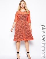 Thumbnail for your product : Lucabella Plus Size Midi Lace Party Dress With Contrast Lining