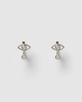 Thumbnail for your product : Izoa Women's Silver Earrings - Nour Evil Eye Huggie Earrings