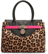 Thumbnail for your product : Hill & Friends Happy neon leather-trimmed leopard-print calf hair tote