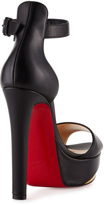 Christian Louboutin Tuctopen Leather Platform Red Sole Sandal, Black