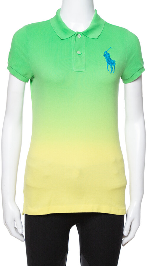 Ralph Lauren Green Ombre Cotton Pique Skinny Polo T-Shirt M - ShopStyle Tops