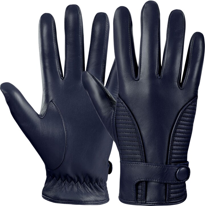 Leather Driving Gloves Mens Blue Leather Gloves Jaime Peccary