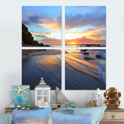 Rosecliff Heights Exotic Seashore Sunrise Australia - Sea & Shore Canvas Wall Art Print 4 Piece Set