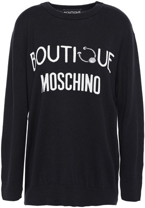 Boutique Moschino Boutique Intarsia Silk And Cashmere-blend Sweater