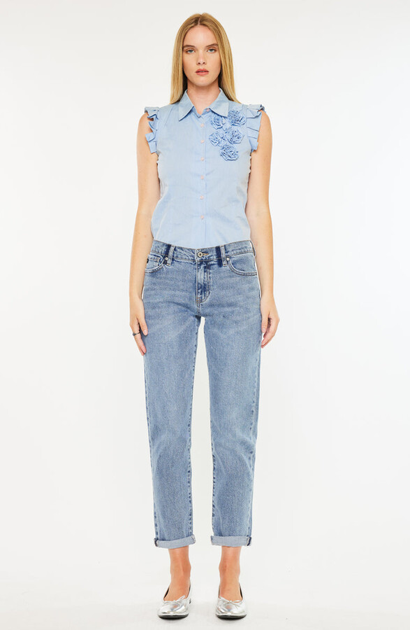 Kancan Lindsey Mid Rise Slim Boyfriend Jeans