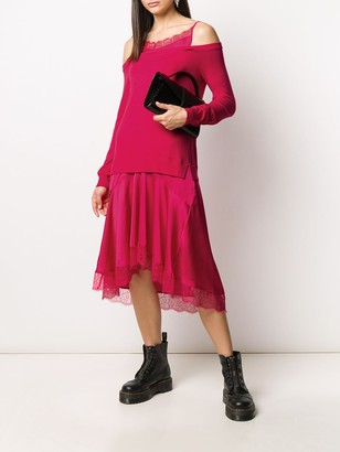 Twin-Set Lace-Trim Midi Dress